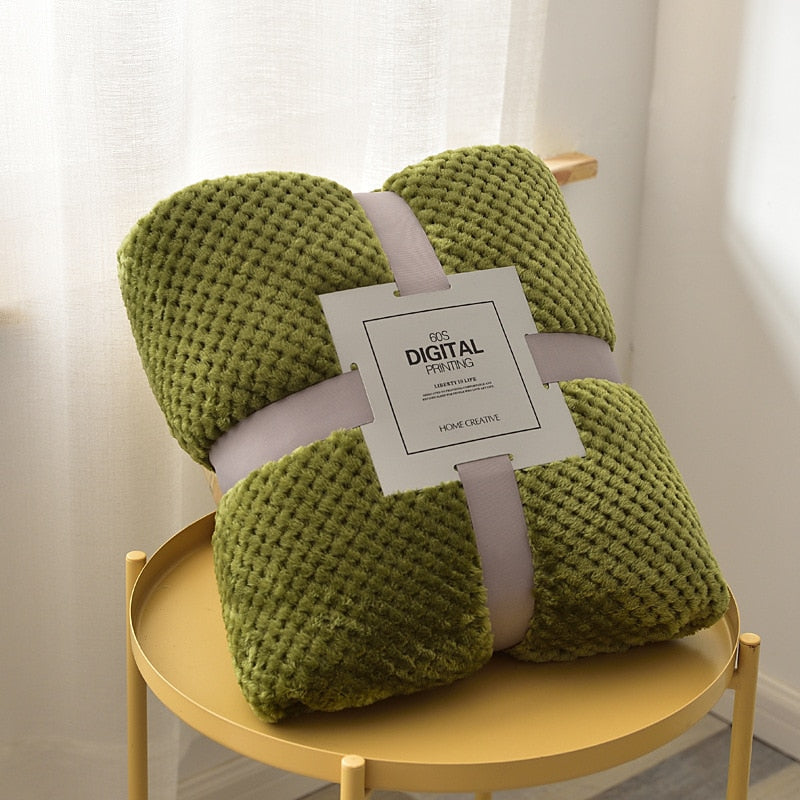 Khaki-Ruudullinen Mikrokuitufleece-Peitto