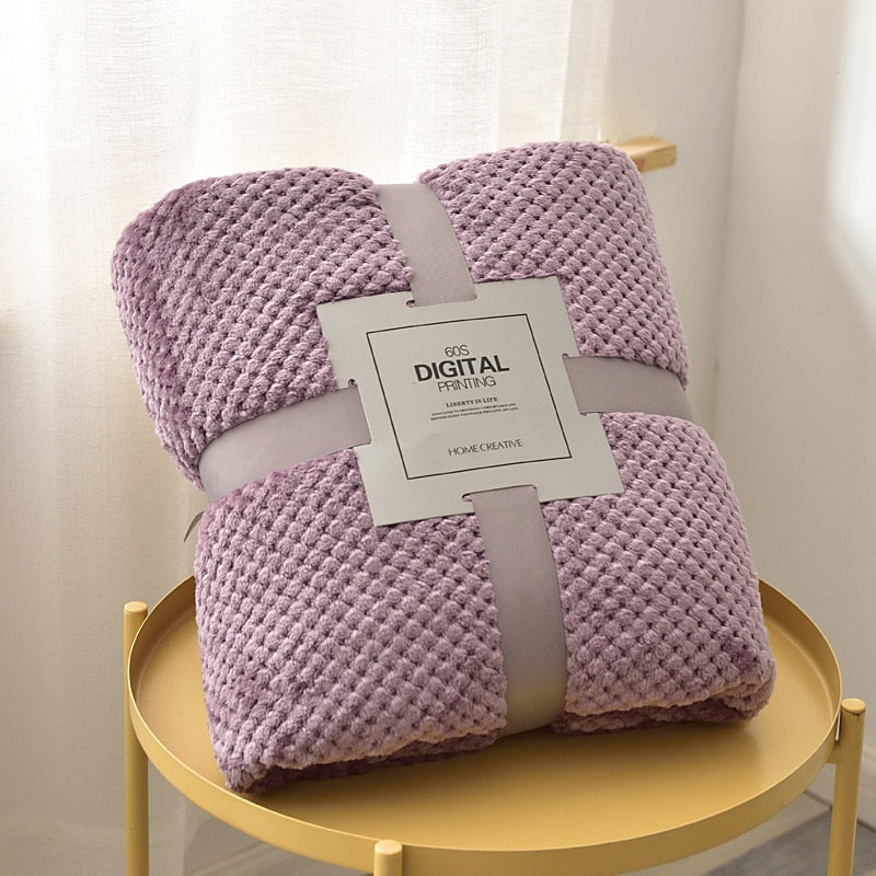 Violetti Ruudullinen Mikrokuitufleecepeitto